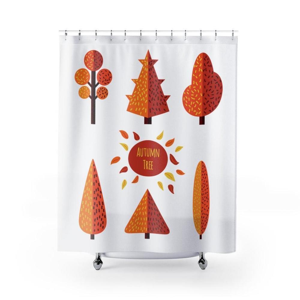 Autumn Tree Set Stylish Design 71" x 74" Elegant Waterproof Shower Curtain for a